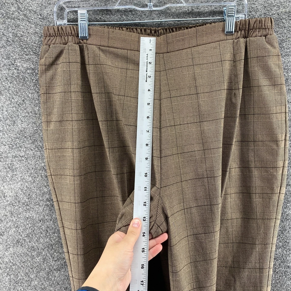 Pantalones de vestir TanJay para mujer 16 marrón a cuadros tiro alto plisados rectos Foto 4 de 4