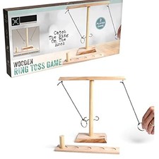 Wooden Ring Toss and Hook Game for Adults, Hooks Ring Tossing Game -Complete Set