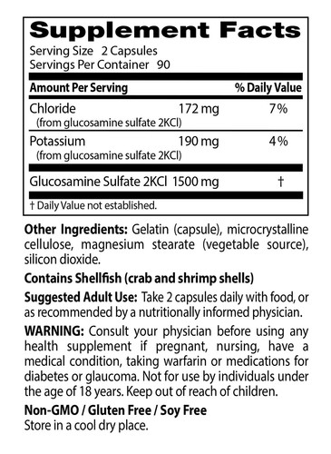 Doctor's Best Glucosamine Sulfate 750 mg 180 Capsules, Joint & Cartilage Support - Picture 4 of 4