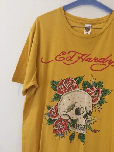 Ed Hardy Men's Yellow T-Shirt UK Large - Picture 5 of 9