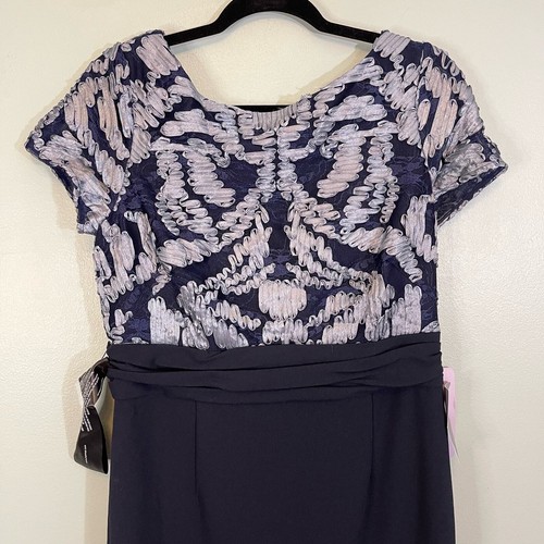 JS Collection Womens 8 Soutache Lace Top Stretch Pencil Skirt Midi V Back Blue - Picture 3 of 13