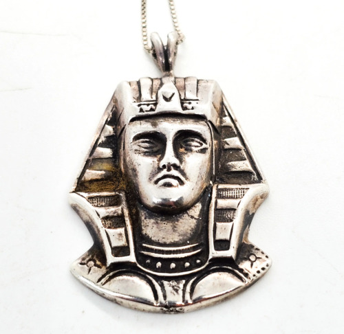 Egyptian Revival King Tut pharaoh vintage sterlin… - image 1