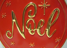 Santa's Big 5 1/2" NOEL" Gold plated With A Red background Belt Buckle