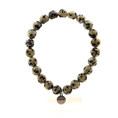 Dalmatian Jasper Bead Bracelet 8 Mm. Made In France. Customizable Size