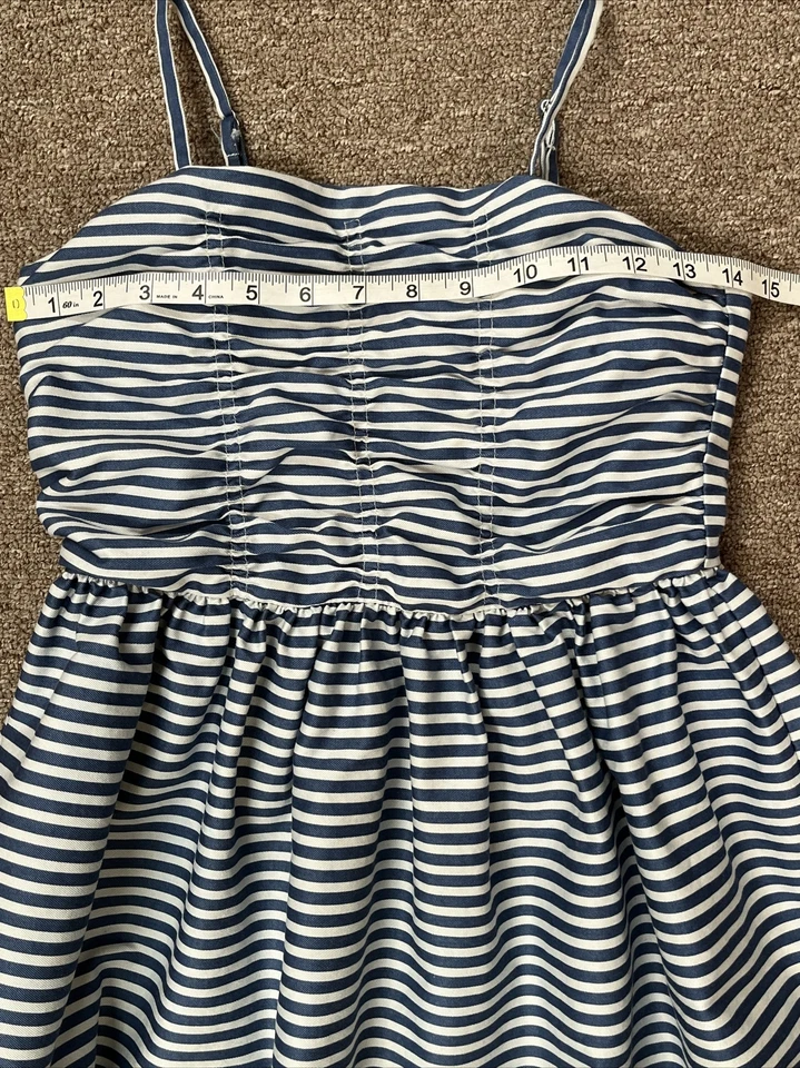 Polo Ralph Lauren 意大利面肩带蓝色白色条纹连衣裙女孩 14 航海 — 第 3/4 张图片