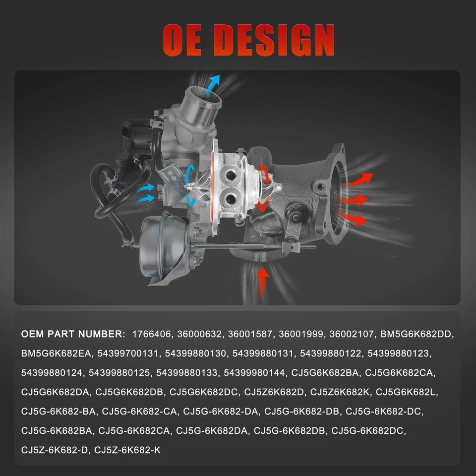 Turbo Turbocharger for Ford Escape 2013-2016 Fusion Fiesta Transit Connect KP39 - Изображение 4 из 4