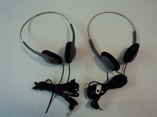 School Mate Headsets Lot of 2 Gray/Black Telephone Systems Adjustable