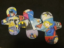 Reusable menstrual pads Super Girl, Bat Girl.