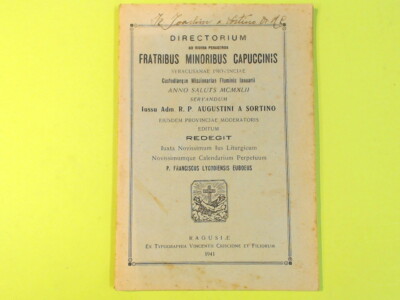 DIRECTORIUM AD DIVINA PERAGENDA FRATRIBUS MINORIBUS CAPUCCINIS 1941