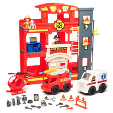 Kid Connection Fire Station Emergency Vehicle Playset 31 Pieces 