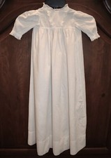 ANTIQUE GIRLS CHILD DRESS WHITE W/ LACE  EMBROIDERY LONG CHRISTENING EDWARDIAN