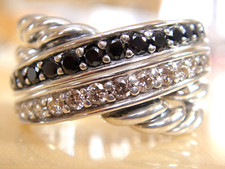 1350 DAVID YURMAN CROSSOVER STERLING SILVER PAVE DIAMOND RING