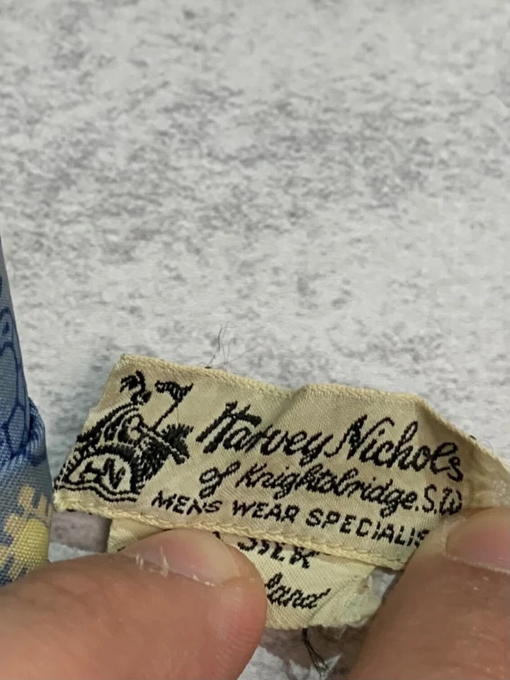 Harvey Nichols rara bufanda de seda cuello / corbata de rara década de 1940-50 Foto 3 de 4