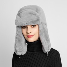 Women Faux Fur Warm Trapper Hat Plush Ushanka Cossack Russian Cap Winter Thermal