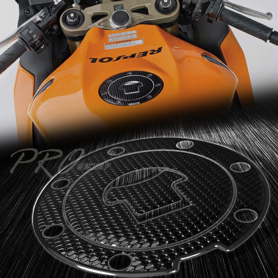 Almohadilla perforada negra para tanque de gasolina 24 piezas + cubierta de tapa de combustible 03-17 CB/CBR-1000RR/600RR/900 Foto 4 de 4