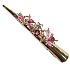 Butterflies Floral Metal Rhinestone Hair Clip Hair Clips Rose Pink Gold 7535c