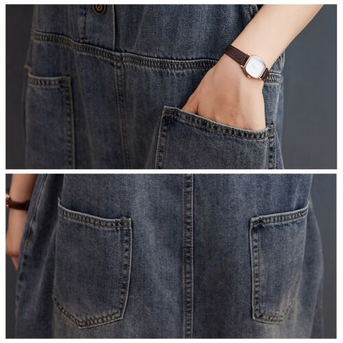 Damen Jeans Latzhose Overall mit Taschen Locker Arbeitskleidung Hose Mode - Bild 8 von 10