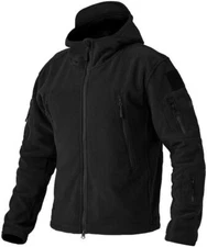 Men's Winter Fleece Jacket Full-Zip Up Outdoor Windproof Hooded Warm Work Coats
