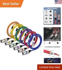 XLR Cable 3ft 6 Pack - 3 Pin Balanced Male to Female Mic Cable  Color Coded,...