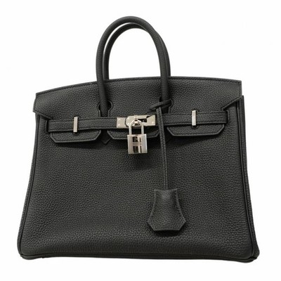 HERMES Birkin 25 Togo Black Handbag with U Stamp for Women