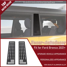 Window Pillar Decor Cover Sticker Trim For Bronco 2021+ USA Flag 4Door Black