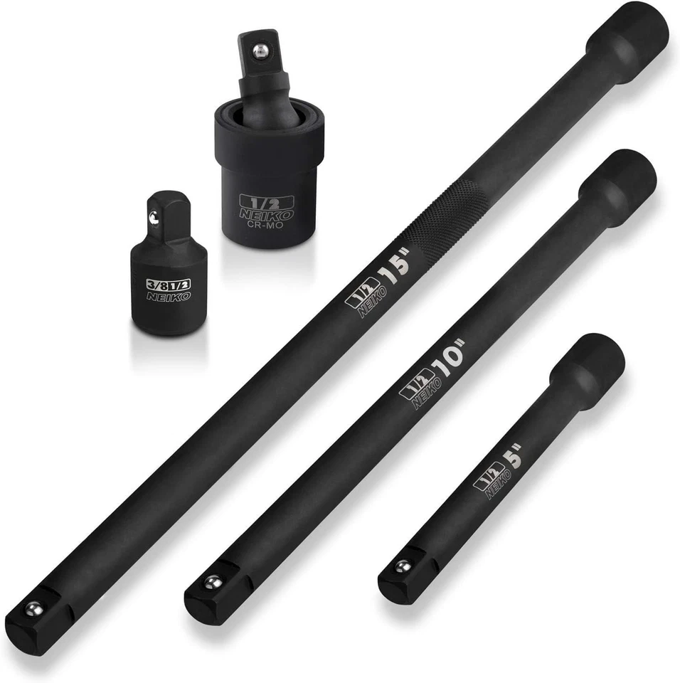 5-Piece 1/2-Inch Drive Impact Extension Bar Set - Chrome Vanadium Durable Tools - Image 3 of 4