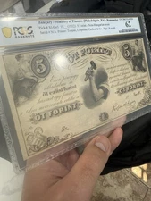 1852 Hungary Ministry Of Finance (Philadelphia,PA) 5 Forint Issue PCGS MS62