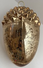 Kugel Style ACORN Silver Gold Ornament Gold Mercury Glass Large Vintage 7.5 In