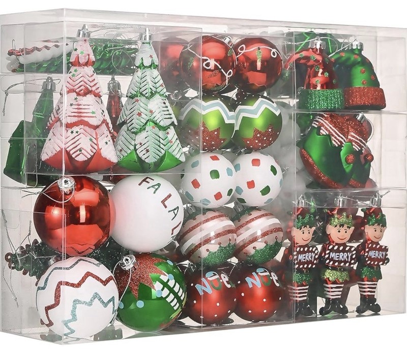 DecorbyHannah Christmas Ornaments Set,120 Shatterproof Red Green White...