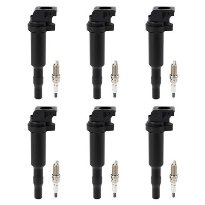 UF592 Ignition Coils& Iridium Spark Plugs Set of 6 for BMW 325Ci 328i 330Ci 3...