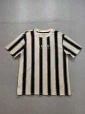 Guess Originals Men Shirt L Black White Striped Logo Crew Neck Pullover Casual T