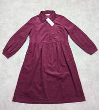 Woolovers Dress 10 Corduroy Burgundy Smock Cottagecore Preppy Petal Collar Retro