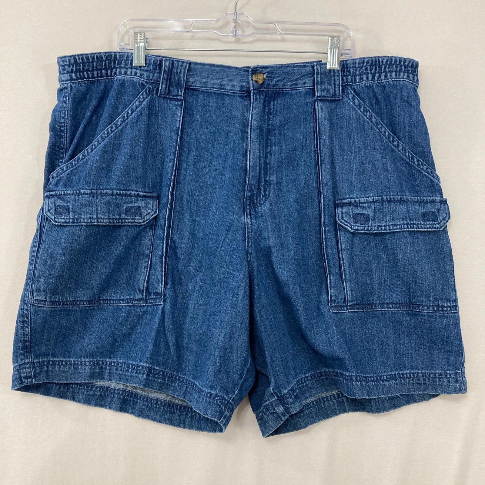 New Outdoor Life Mens Denim Cargo Shorts Size 42 Blue Gorpcore Hiking Rugged