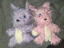 Scruff A Luvs Rescue Pets Lot of 2 Pink Purple PlushBaby Puppy DogStuffed Toy 8"