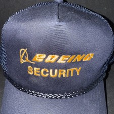 Vintage 80s Boeing SpellOut Snapback Cap Trucker Hat Mesh White