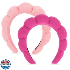 AMCAMI Puffy Spa Headband for Women Sponge Headbands for Girls 2 