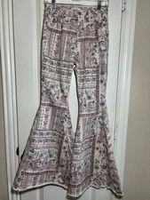 Shyanne Jeans Womens 29x32 Ivory Floral Boho Flare Country Western Cowgirl Rodeo