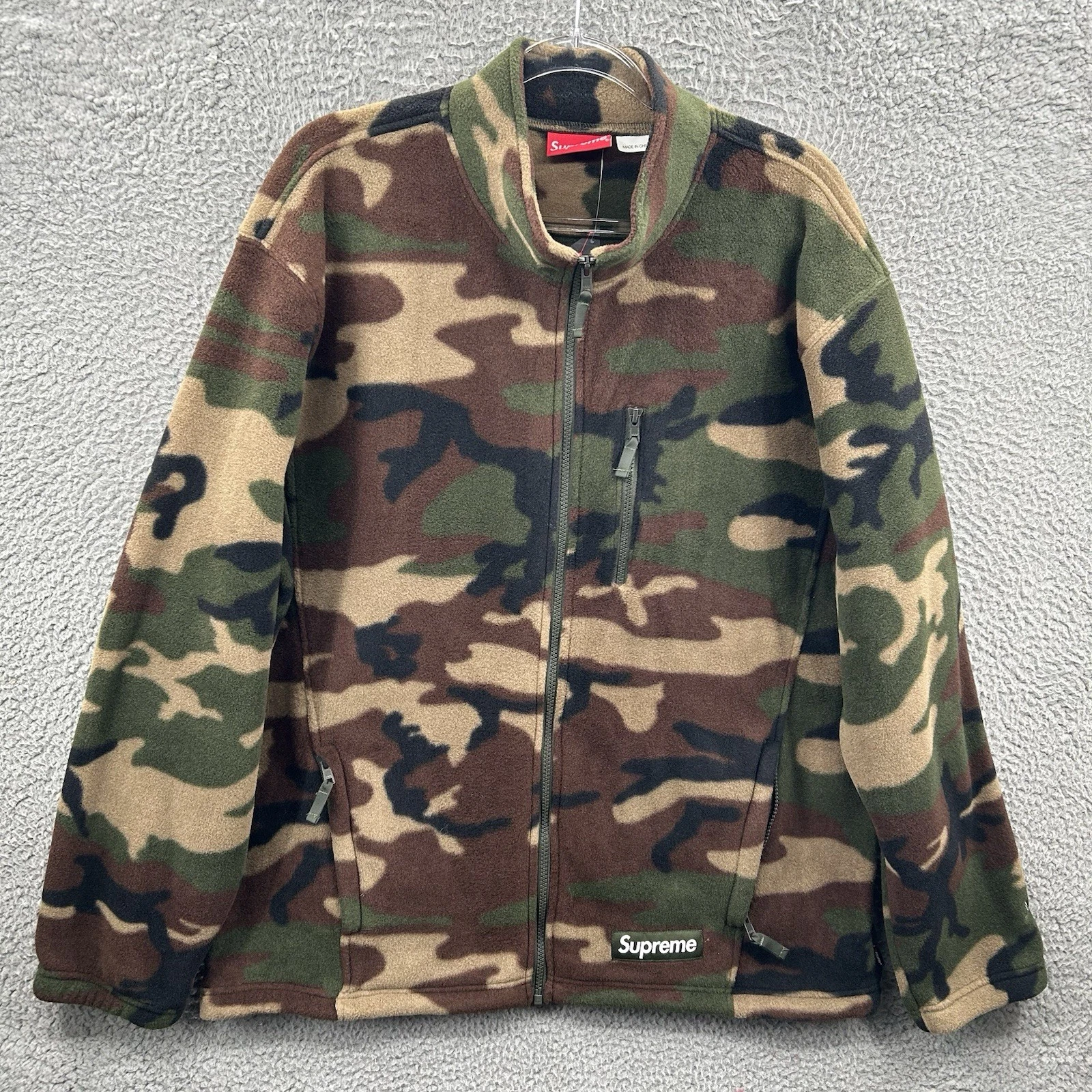 Giacca Supreme Uomo XL Verde Bosco Mimetico Polartec Pile Full Zip FW22 Skater