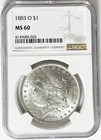 1883 O $1 Morgan Silver One Dollar US Coin MS60 Uncirculated