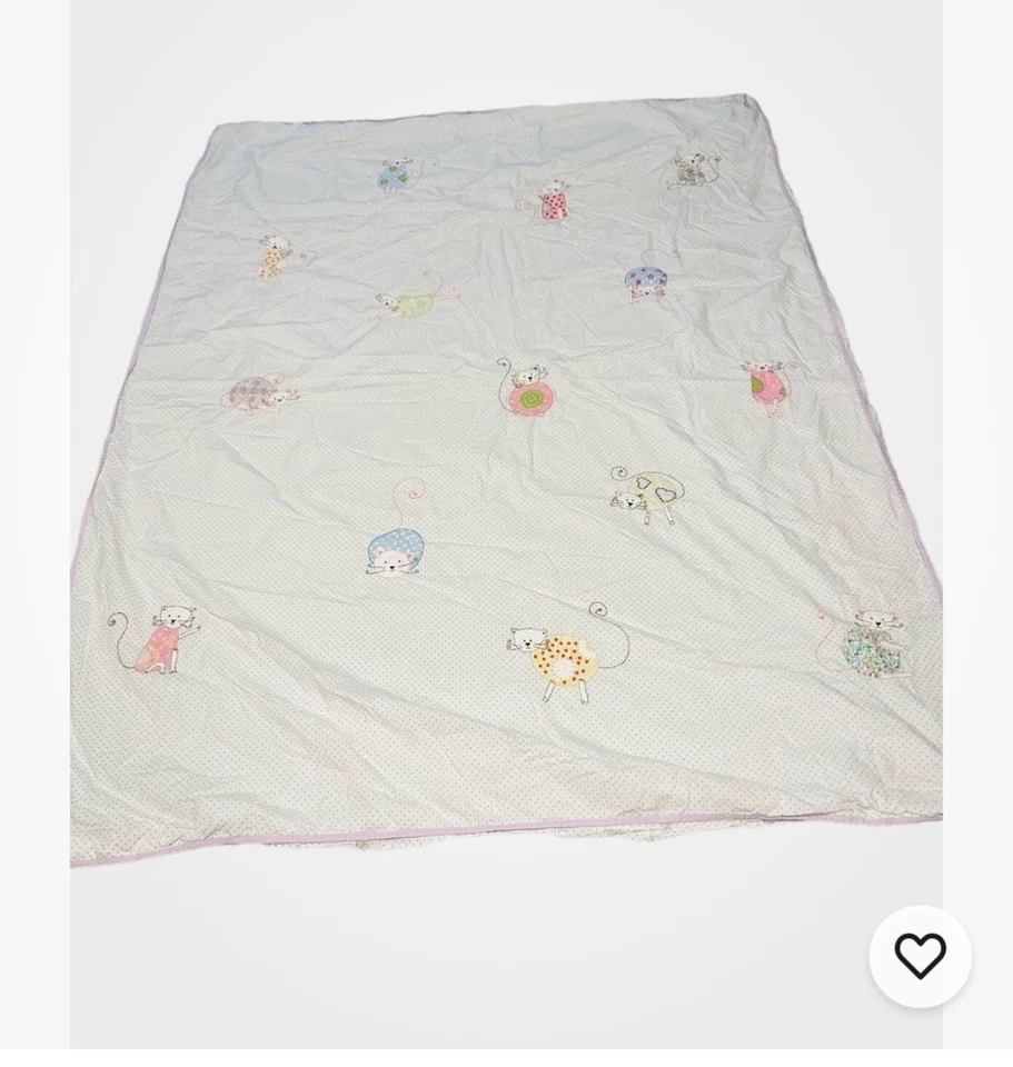 Funda nórdica Pottery Barn Kids - tamaño queen - gatos multicolores con lunares morados Foto 2 de 4