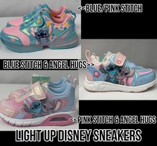 Girls DISNEY STITCH light up sneakers 3 options sz 7 8 9 10 11 pink blue 45
