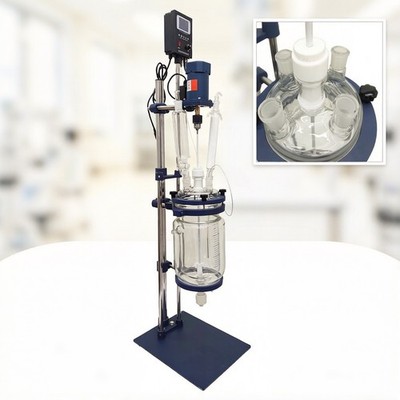 5L Jacketed Glass Reactor Laboratory Chemical Reaction Vessel -80~250  110V
