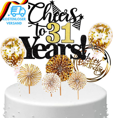 Tortendeko Cheers 31 Years Deko Kuchen Topper 31. Geburtstag Frau, Cake Topper 3