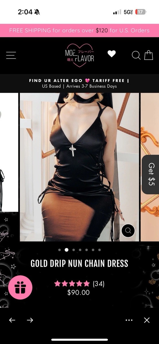 GOLD DRIP NUN CHAIN DRESS - Moeflavor - NWT - L/XL | eBay