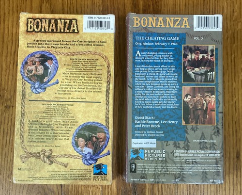 Bonanza VHS Episode Michael Landon Sun Mountain & The Cheating Game NOS - Picture 2 of 2