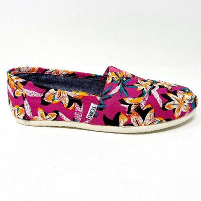 #ad #ad Toms Classics Pink Floral Womens Slip On Casual Canvas Flats Shoes $39.95