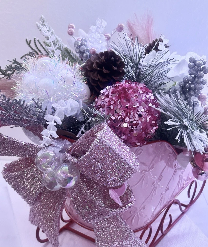 Centro de mesa personalizado trineo de Santa ROSA ¡Mucho Bling! Foto 2 de 4