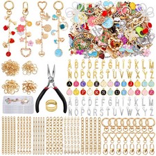 544Pcs Charms Lip Gloss Keychain Making Kit, Bag Charm Kits with Key Chain Ho...