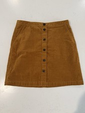 J.Crew Button-Front Corduroy Skirt Brown Tan Size 8 High Rise Pockets Fall Casua