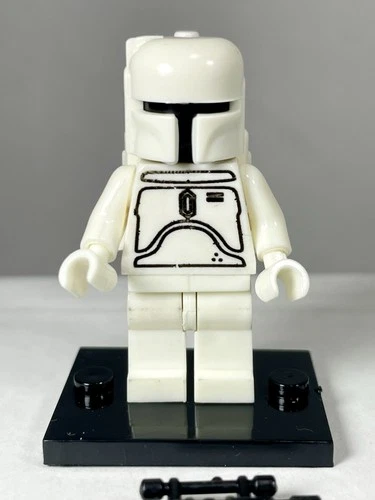 Star Wars Boba Fett White Prototype Custom LEGO Minifigure w/ Rifle New